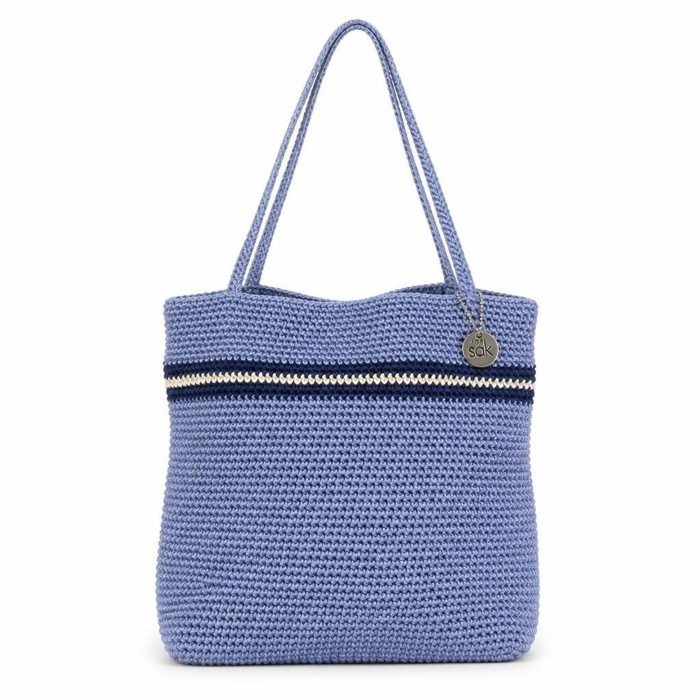 The Sak Iris Shoulder Bag Blue Crochet Boho Y2K Purse Coastal Resort Knit Stripe